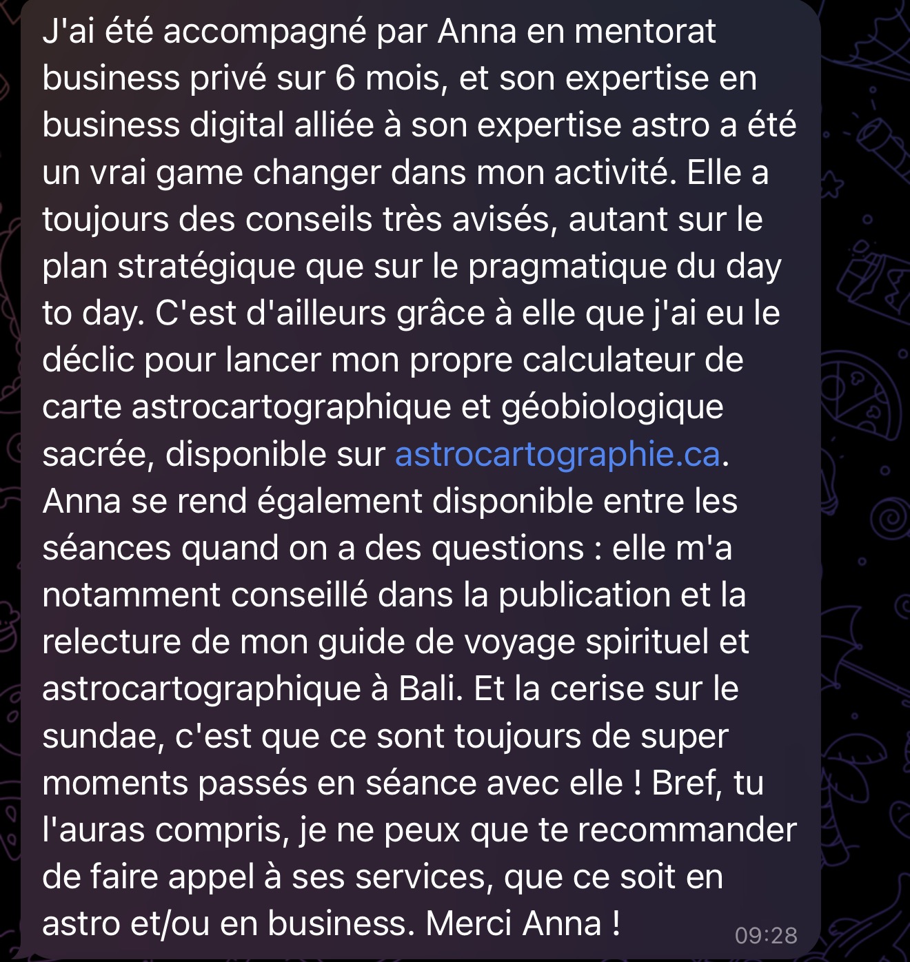 Témoignage cliente Astroprenariat